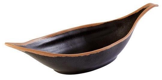 קערת מלמין בצורת "עלה" - שחור פס חום